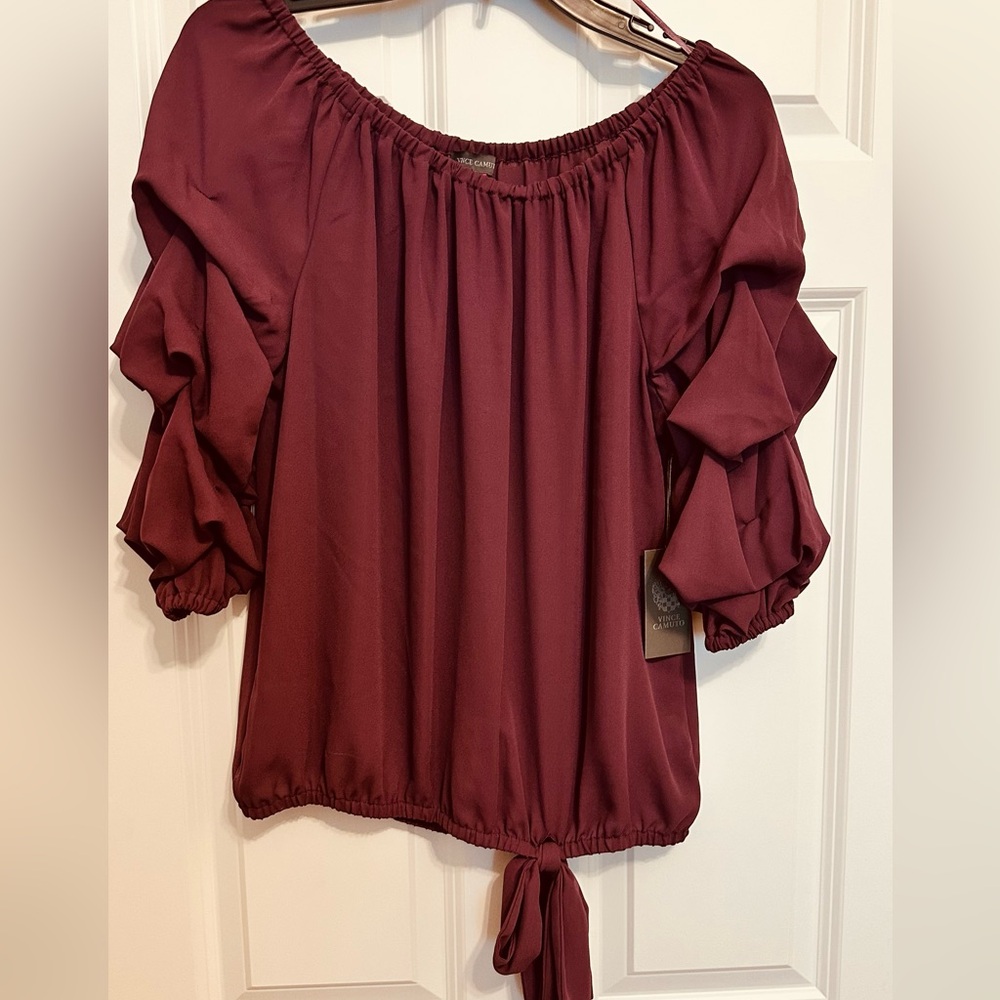 NTW Womens Tie-Hem Blouse — Plum